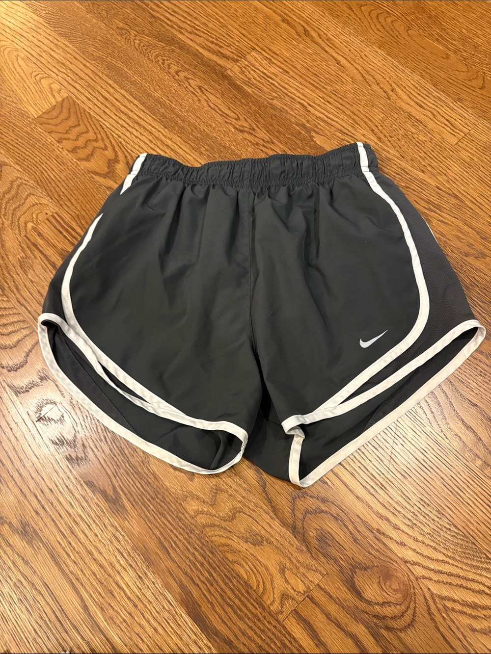 Nike Dark Grey Women's Athletic Shorts with White Trim